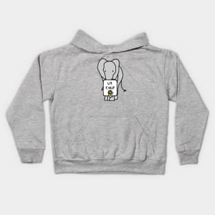 Big Grey Elephant Says U R Enuf Kids Hoodie